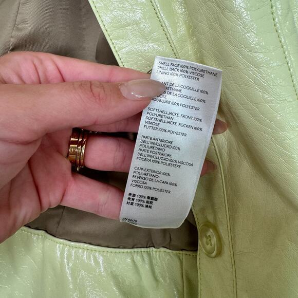 Urban Outfitters Xander Vinyl Cropped Jacket in Lime - Picture 6 of 10